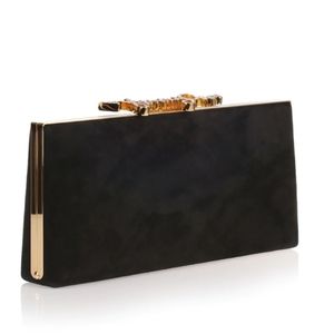 JIMMY CHOOCeleste black crystal logo clutch
